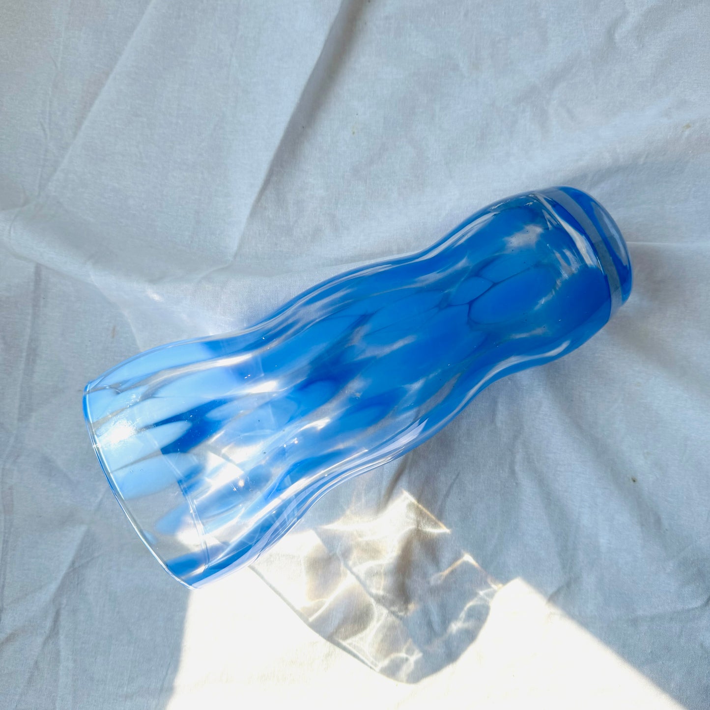 Vintage wavy blue vase