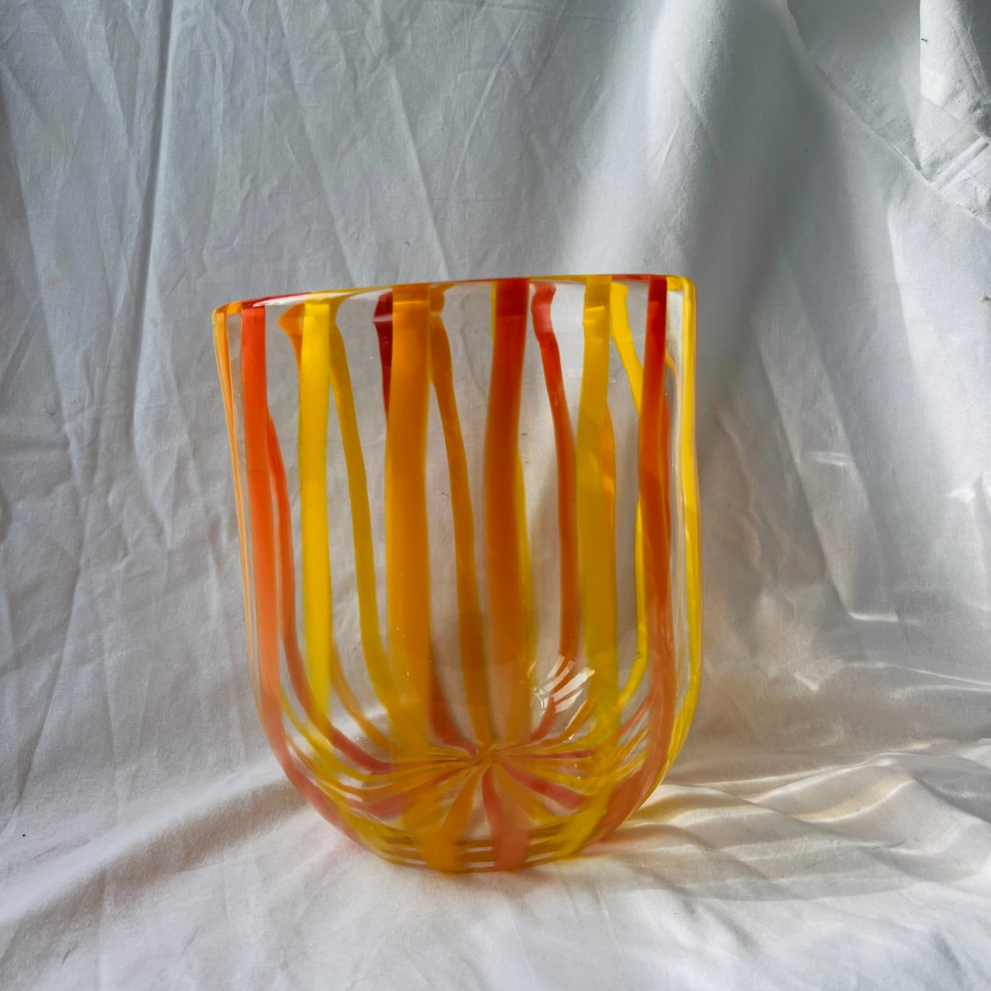 Vintage striped orange vase