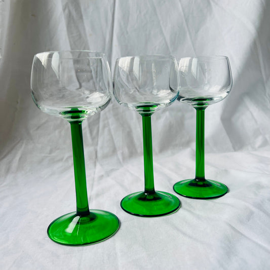 Green vintage wine glasses