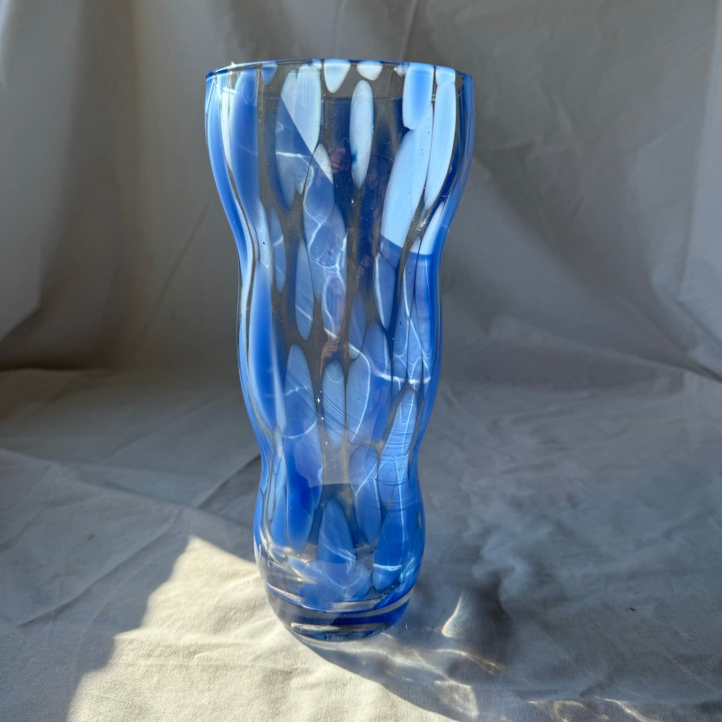 Vintage wavy blue vase