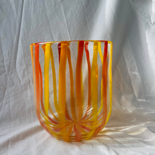 Vintage striped orange vase